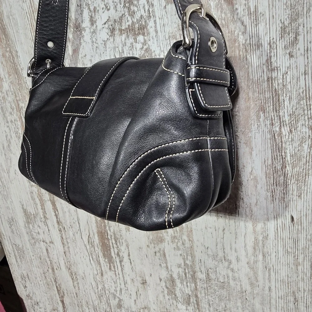 Vtg Y2k COACH #3653 Soho Flap Buckle Double Pocket W Black Leather Shoulder Bag - Picture 14 of 16